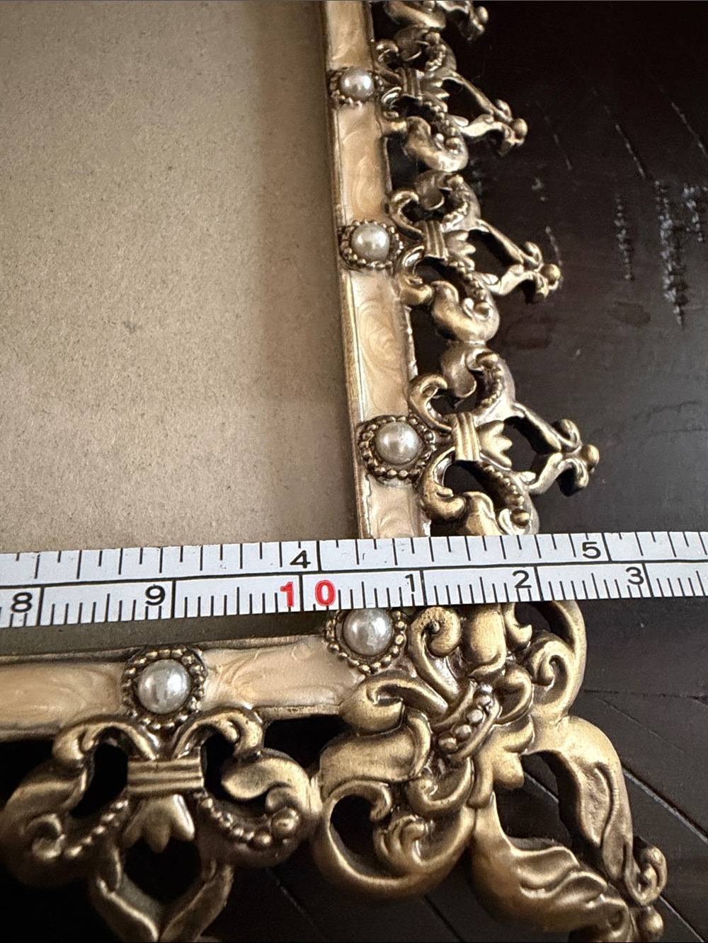 Ornate Brass toned Decorative Photo Frame - Enamel, for 4”x6” picture Vintage - Picture 9 of 12